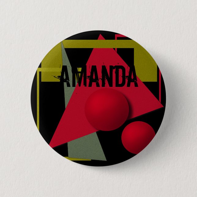 Abstract painting, geometric shapes 6 cm round badge (Front)