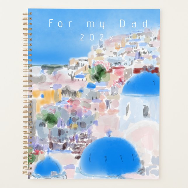 Abstract painting Greece island Santorini oil past Planner (Front)