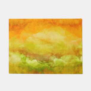 Abstract painting, green, gold, terracotta, modern doormat