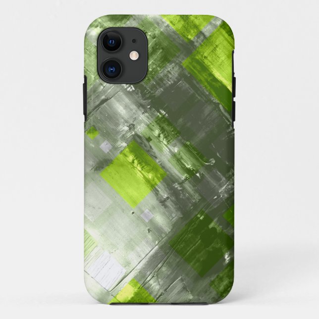 Abstract Painting | Green Grey Squares Case-Mate iPhone Case (Back)