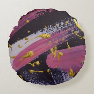 Abstract painting. Handmade texture. Oil painting. Round Cushion