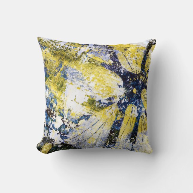 Abstract Painting in blue and yellow, pillow (Front)
