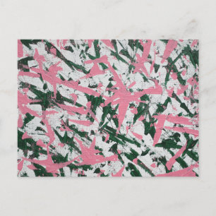 Abstract Painting in Pink and Green Postcard