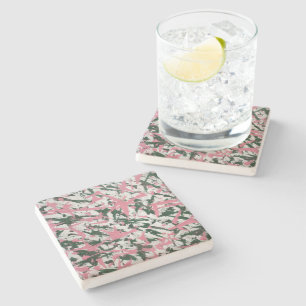 Abstract Painting in Pink and Green Stone Coaster