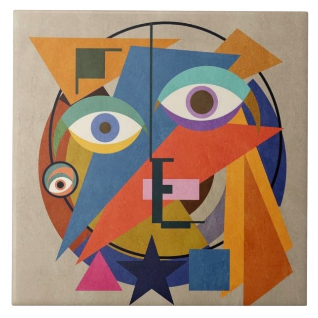 Abstract Painting - Kandinsky Famous Art Ceramic Tile (Front)