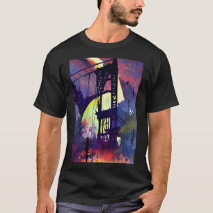 Abstract painting Manhattan bridge T-Shirt