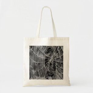 Abstract Painting Of A Grey White Cobweb On Black Tote Bag