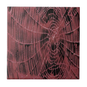 Abstract Painting Of A Magenta Pink Cobweb Ceramic Tile