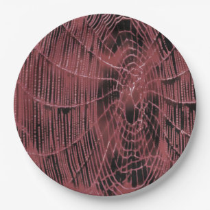 Abstract Painting Of A Magenta Pink Cobweb Paper Plate