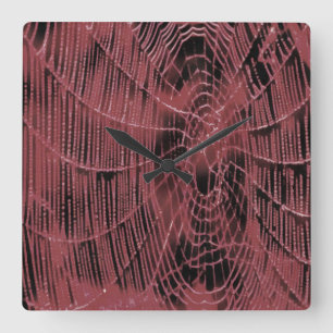 Abstract Painting Of A Magenta Pink Cobweb Square Wall Clock