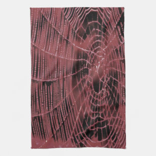 Abstract Painting Of A Magenta Pink Cobweb Tea Towel