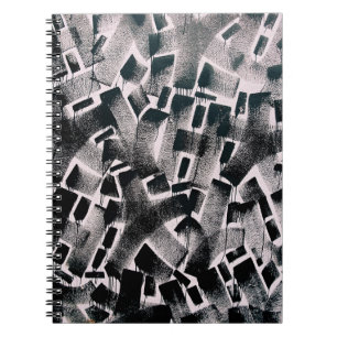 ABSTRACT PAINTING OF BLACK AND WHITE COLORS NOTEBOOK