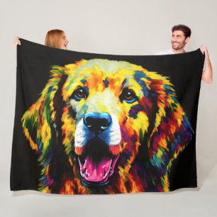 Abstract Painting of Golden Retriever Fleece Blanket