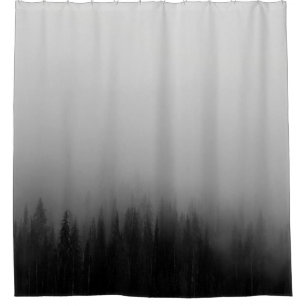 ABSTRACT PAINTING OF PINE TREE FOREST SHOWER CURTAIN
