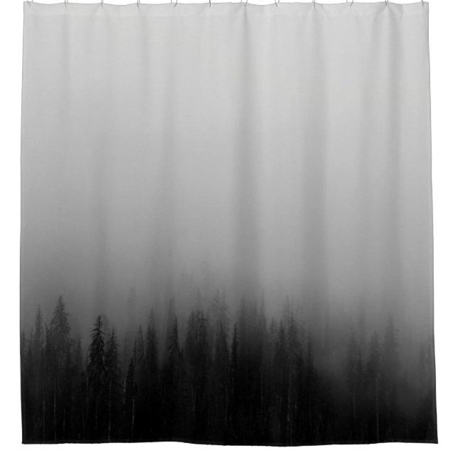 ABSTRACT PAINTING OF PINE TREE FOREST SHOWER CURTAIN (Front)