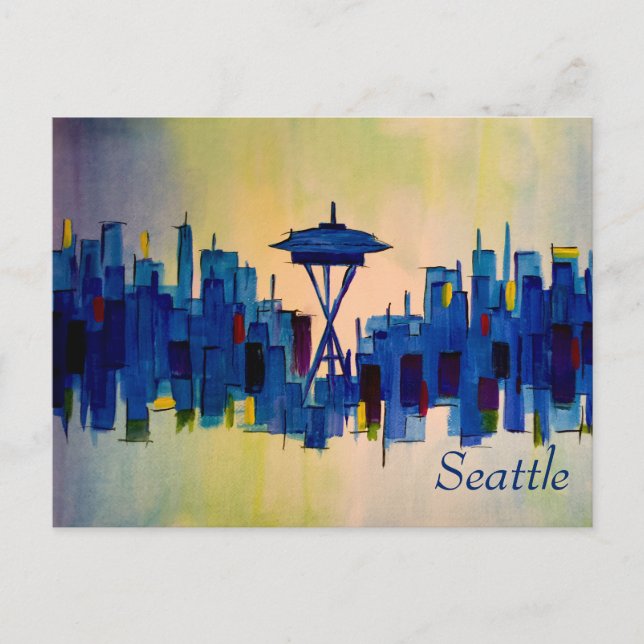 Abstract painting  of Seattle Washington Postcard (Front)