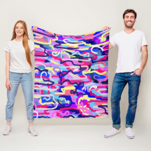 Abstract Painting of Shapes and Colours Fleece Blanket