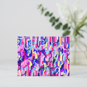 Abstract Painting of Shapes and Colours  Postcard