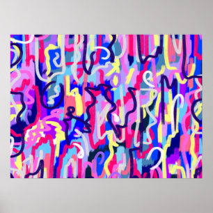 Abstract Painting of Shapes and Colours Poster