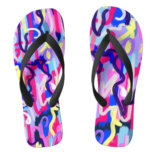 Abstract Painting of Shapes and Colours  Thongs (Footbed)