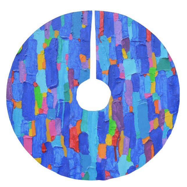 Abstract Painting on Canvas Brushed Polyester Tree Skirt (Front)