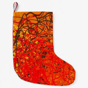 Abstract painting on canvas. Hand made art. Colorf Small Christmas Stocking