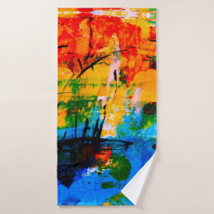 Abstract painting on concrete wall. illustration. bath towel