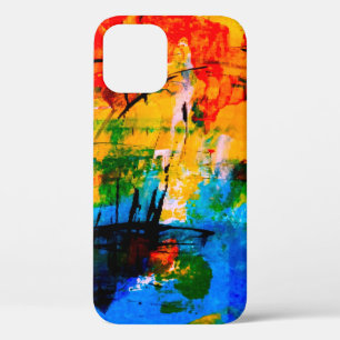 Abstract painting on concrete wall. illustration. iPhone 12 case