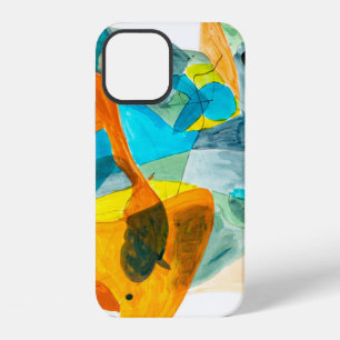  abstract painting on paper with vibrant colours,  iPhone 12 case