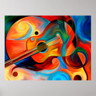 Abstract painting on the subject of music and rhyt poster