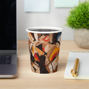 Abstract painting paper cups