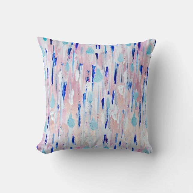 Abstract Painting Pink Blue Copper Rose Gold Cushion (Front)