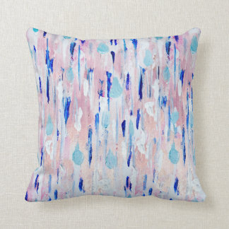 Abstract Painting Pink Blue Copper Rose Gold Cushion