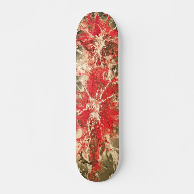 Abstract painting | red splattergrunge skateboard (Front)