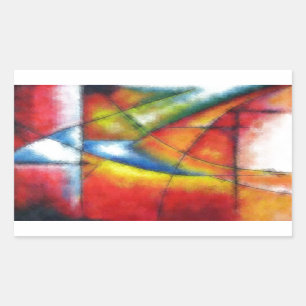 abstract painting red yellow green blue rectangular sticker