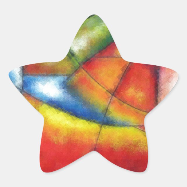 abstract painting red yellow green blue star sticker (Front)