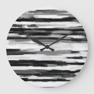 Abstract Painting Retro Black and White 16 Large Clock