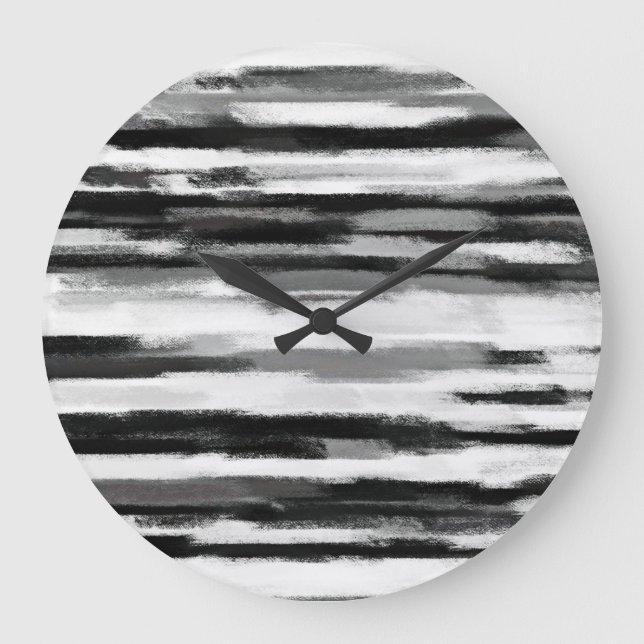 Abstract Painting | Retro Black and White 16 Large Clock (Front)