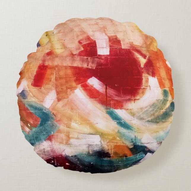 Abstract painting round cushion (Front)