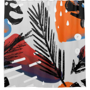 Abstract painting seamless pattern with ink elemen shower curtain