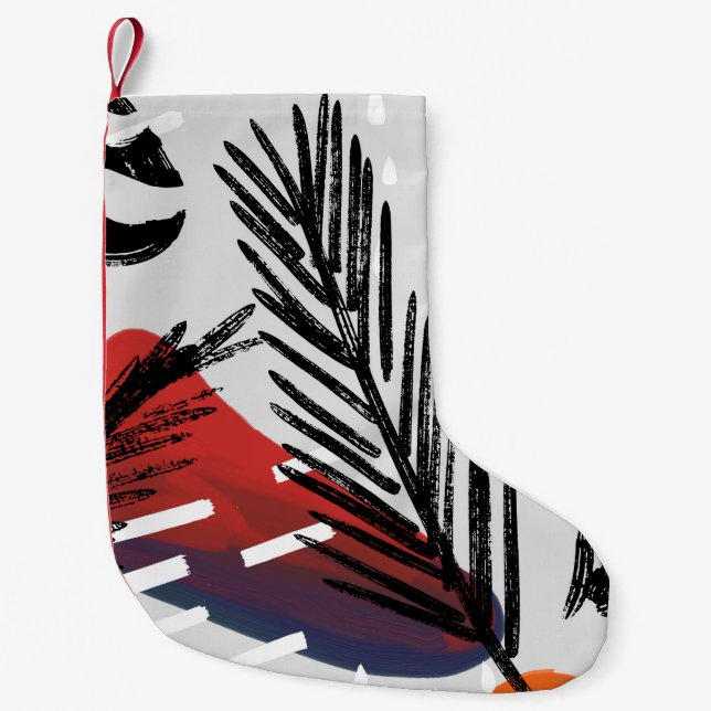 Abstract painting seamless pattern with ink elemen small christmas stocking (Front)