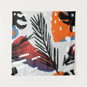 Abstract painting seamless pattern with ink elemen tapestry