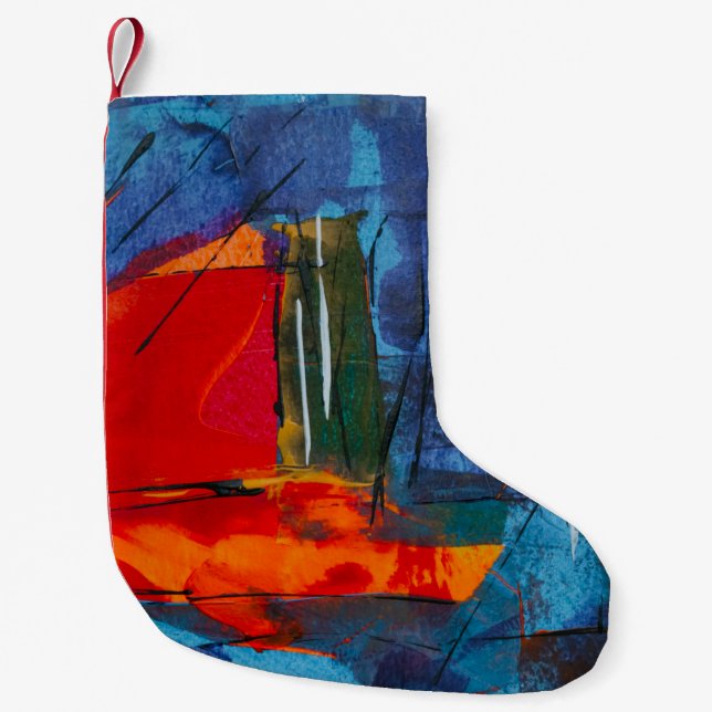 Abstract painting small christmas stocking (Front)