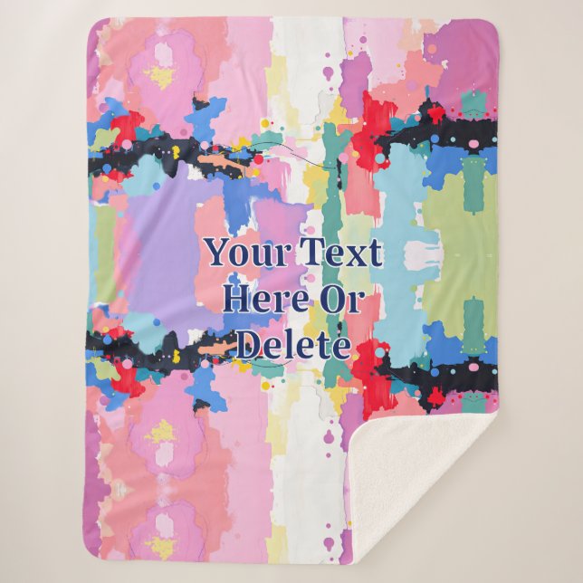 Abstract Painting Spatters/Drips, Your Message Sherpa Blanket (Front)