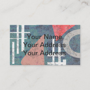 Abstract painting vintage old blue coral personali enclosure card
