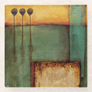 Abstract Painting with Piano Keys Glass Coaster