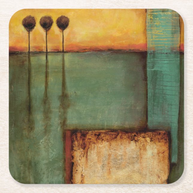Abstract Painting with Piano Keys Square Paper Coaster (Front)