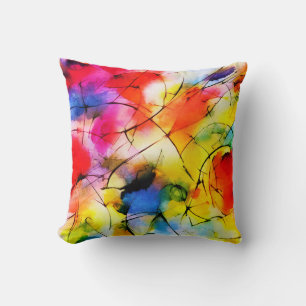 Abstract painting with rainbow colours cushion
