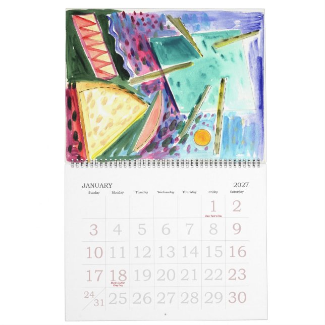 Abstract Paintings-12 watercolors Space Series Calendar (Jan 2027)