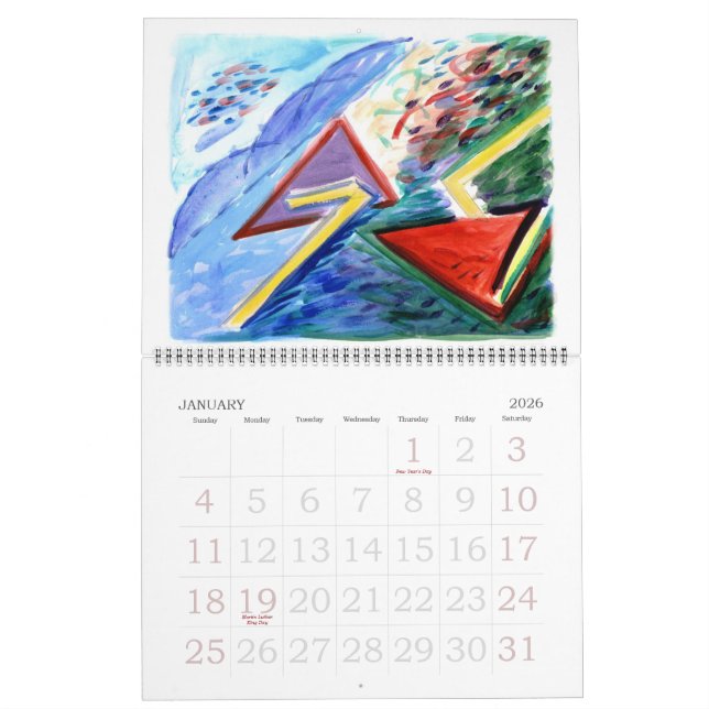 Abstract Paintings Calendar (Jan 2026)